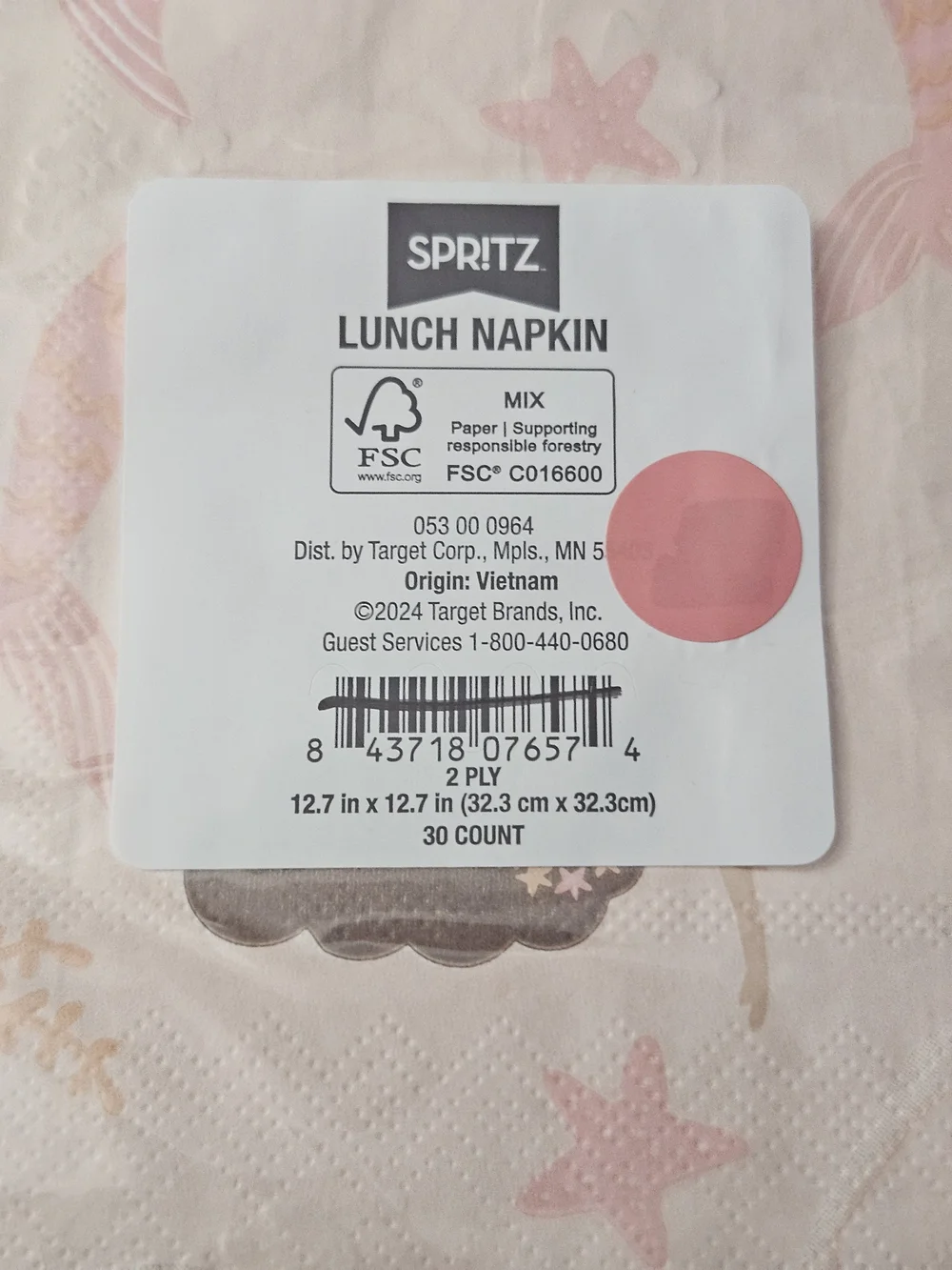 Spritz Pink Mermaid Lunch Birthday Napkins 30 CT